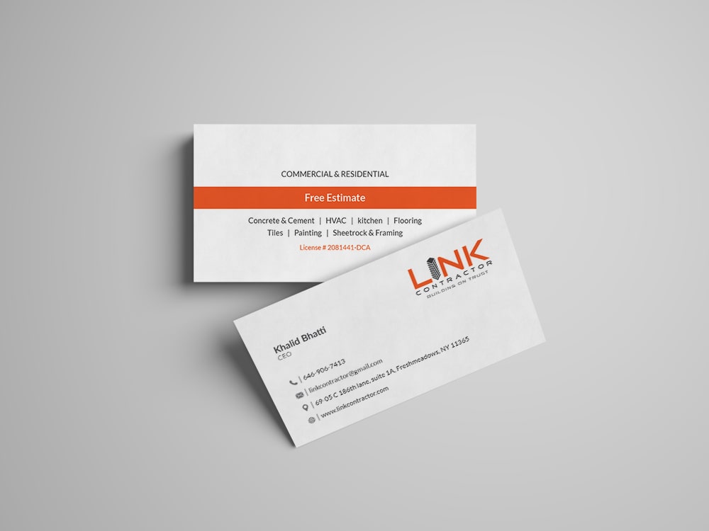 Link Contractor Building on Trust - Business Card Presentation